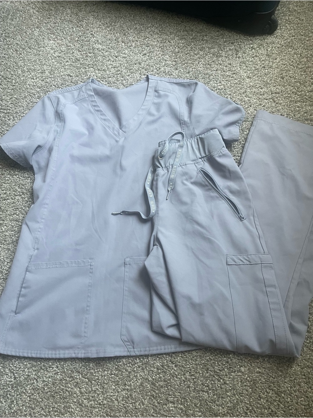 Med Couture- Cloud Gray- Women’s Scrubs- V Neck and Straight Leg